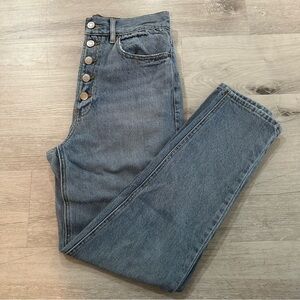 PacSun High Rise Button-Fly Mom Jeans — Faded Blue Wash